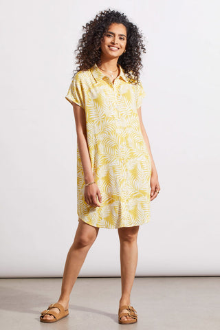 alt view 1 - BUTTON-UP SHIRT DRESS WITH CAP SLEEVES-Bright gold