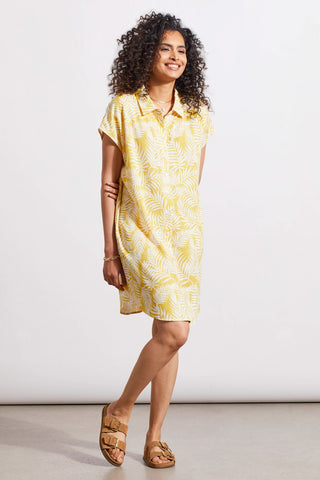 alt view 2 - BUTTON-UP SHIRT DRESS WITH CAP SLEEVES-Bright gold