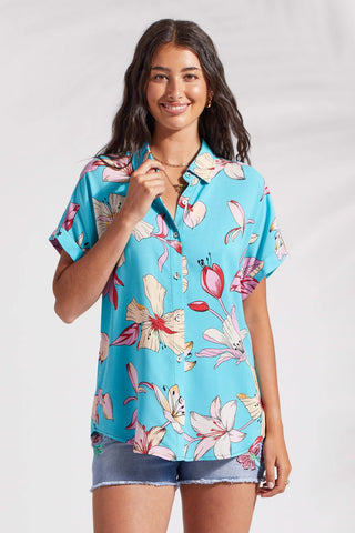 alt view 2 - BUTTON-UP SHIRT WITH CAP SLEEVES-Honolulu