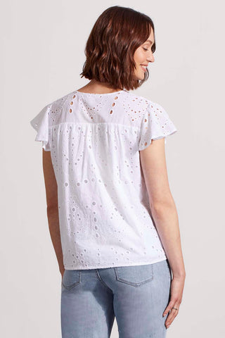 alt view 4 - CAP SLEEVE BLOUSE WITH EYELET EMBROIDERY-White