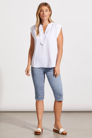 alt view 2 - CAP-SLEEVE BLOUSE WITH NOTCH COLLAR-White
