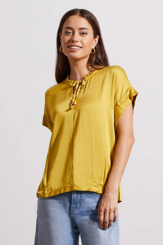 alt view 3 - CHALLIS BLOUSE WITH BEADED TIES-Limoncello