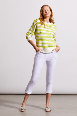 alt view 3 - COTTON BOAT NECK SWEATER-Lime