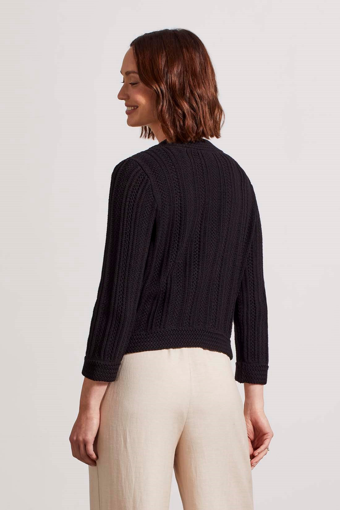 COTTON BUTTON UP BOLERO CARDIGAN Black