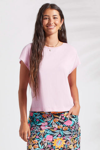 alt view 1 - COTTON CREW NECK TEE WITH CAP SLEEVES-Orchid