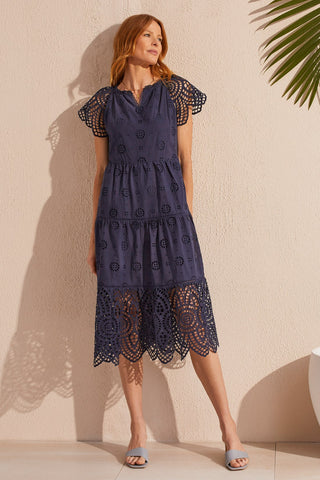alt view 1 - COTTON EYELET DRESS WITH TASSELS-Nautical