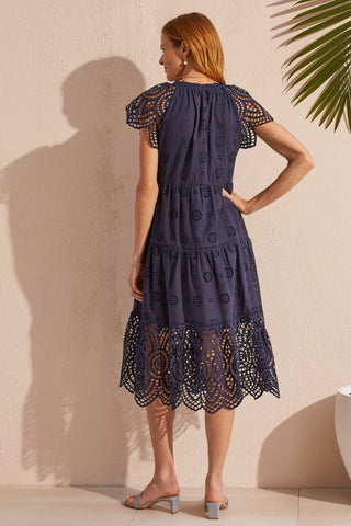 alt view 4 - COTTON EYELET DRESS WITH TASSELS-Nautical