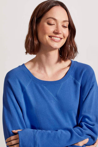 alt view 3 - FRENCH TERRY CREW NECK TOP WITH DRAWCORD-Cobalt