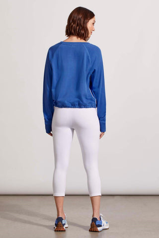 alt view 4 - FRENCH TERRY CREW NECK TOP WITH DRAWCORD-Cobalt