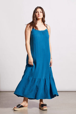 alt view 2 - COTTON GAUZE MAXI DRESS WITH FRILLS AND POCKETS-Oceanside