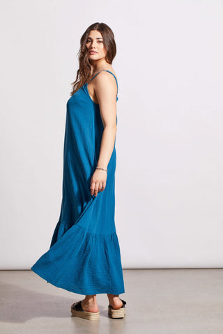 alt view 4 - COTTON GAUZE MAXI DRESS WITH FRILLS AND POCKETS-Oceanside