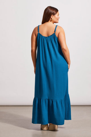 alt view 3 - COTTON GAUZE MAXI DRESS WITH FRILLS AND POCKETS-Oceanside
