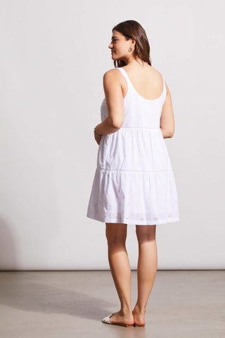 alt view 3 - COTTON SLEEVELESS DRESS WITH FLORAL EMBROIDERY-White