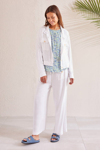 alt view 3 - LINEN BLEND JACKET WITH POCKETS-White