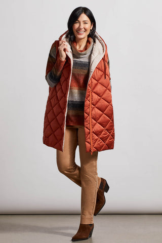 The Audrey Reversible Puffer Vest, Brown + Cream