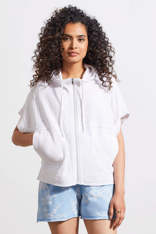 alt view 2 - DOUBLE-LAYER CROP JACKET WITH DROP SHOULDERS-White