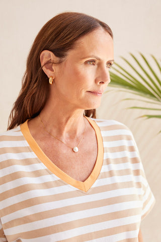 alt view 3 - ELBOW SLEEVE TOP WITH SIDE SLITS-Dune