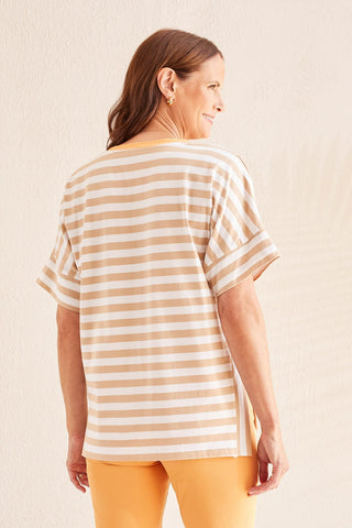 alt view 4 - ELBOW SLEEVE TOP WITH SIDE SLITS-Dune