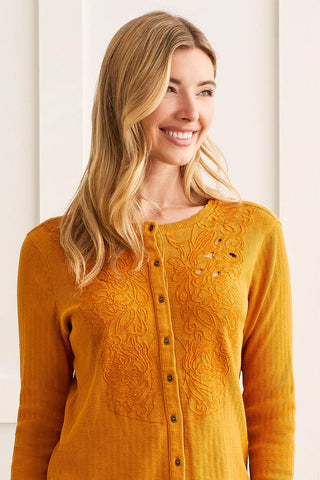 EMBROIDERED BUTTON-UP TOP-Goldleaf