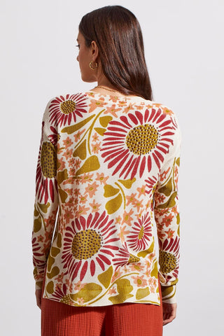 alt view 4 - WHIMSICAL FLORAL KNIT SWEATER-Sandust multi