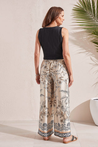 alt view 4 - FLOWY PULL-ON PANT WITH PLACEMENT PRINT-Frenchoak