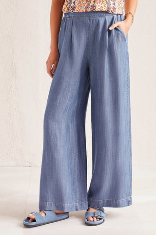 alt view 2 - FLOWY PULL-ON WIDE LEG PANT-Dk. chambray