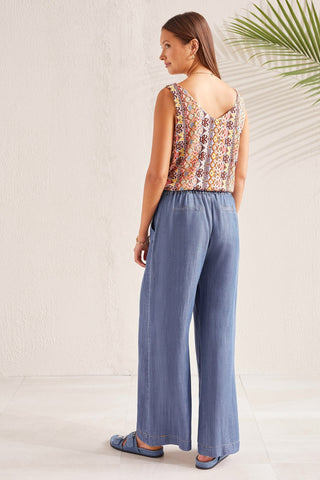 alt view 3 - FLOWY PULL-ON WIDE LEG PANT-Dk. chambray