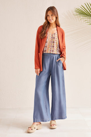 alt view 4 - FLOWY PULL-ON WIDE LEG PANT-Dk. chambray