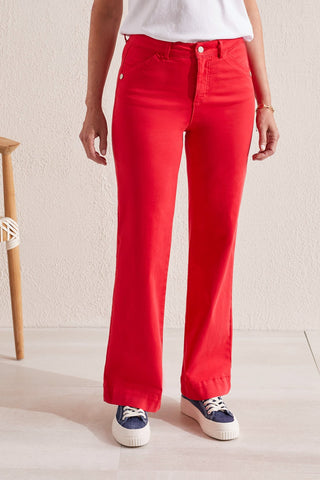 alt view 3 - FLY FRONT WIDE LEG PANT-Poppy red