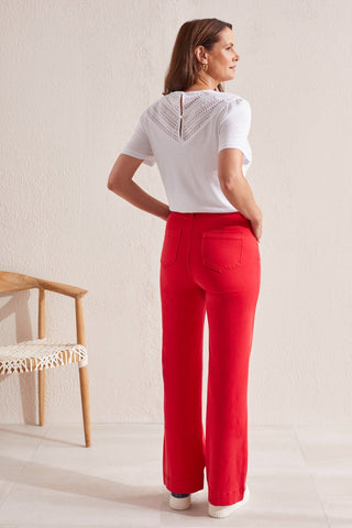 alt view 4 - FLY FRONT WIDE LEG PANT-Poppy red