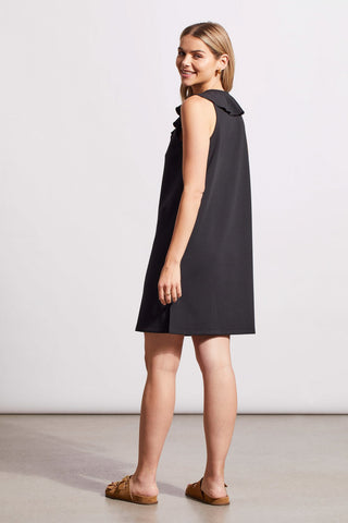 alt view 4 - FRILLED A-LINE DRESS WITH LACE-UP TIES-Black