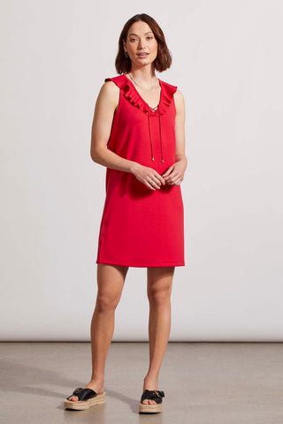 alt view 1 - FRILLED A-LINE DRESS WITH LACE-UP TIES-Lipstick red