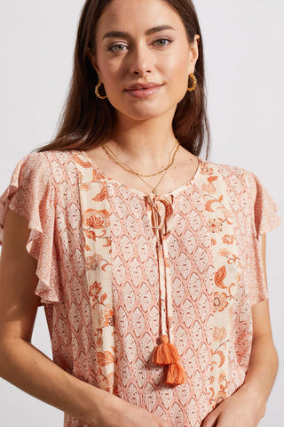 alt view 3 - FRILLY CAP SLEEVE BLOUSE WITH COMBO PRINT-Pinkdust