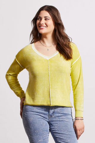 alt view 1 - LIGHTWEIGHT COTTON V-NECK SWEATER WITH SPECIAL WASH-Apple green