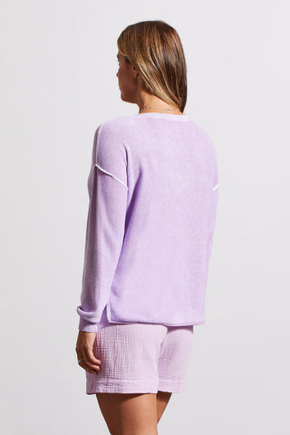 alt view 4 - LIGHTWEIGHT COTTON V-NECK SWEATER WITH SPECIAL WASH-Iris