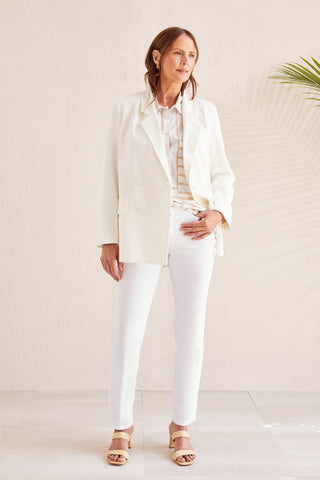 alt view 3 - TRIBAL SIGNATURE - LINED DOUBLE BREASTED BLAZER-White