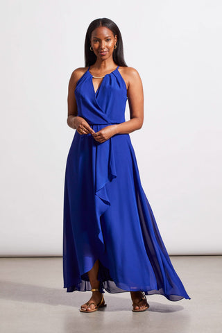 alt view 1 - LINED MAXI DRESS WITH KEYHOLE NECK-Sapphire