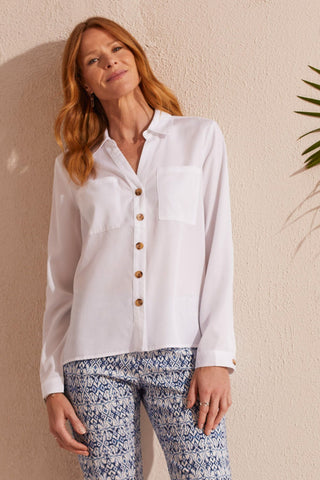 alt view 2 - LONG SLEEVE BUTTON-UP BLOUSE-White