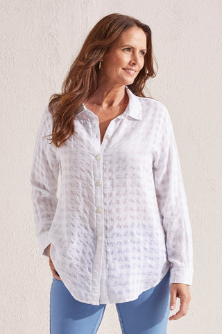 alt view 1 - LONG-SLEEVE BUTTON-UP BLOUSE-White