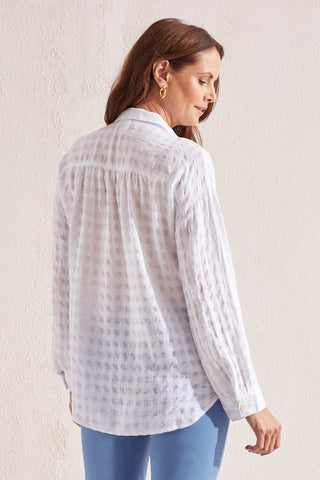 alt view 3 - LONG-SLEEVE BUTTON-UP BLOUSE-White