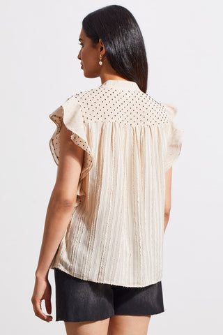alt view 4 - MIXED MEDIA BLOUSE WITH FRILL SLEEVE-Frenchoak