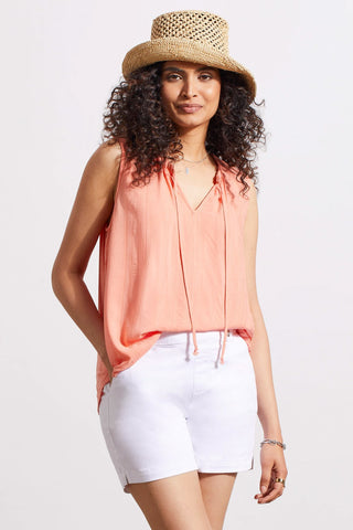 alt view 3 - NOTCH NECK BLOUSE WITH SELF-TIE FRONT-Pinkpeach