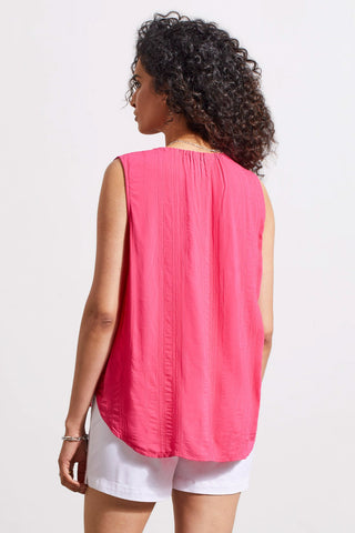 alt view 4 - NOTCH NECK BLOUSE WITH SELF-TIE FRONT-Raspberry