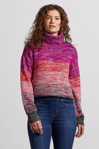 OMBRE TURTLENECK SWEATER-Red plum