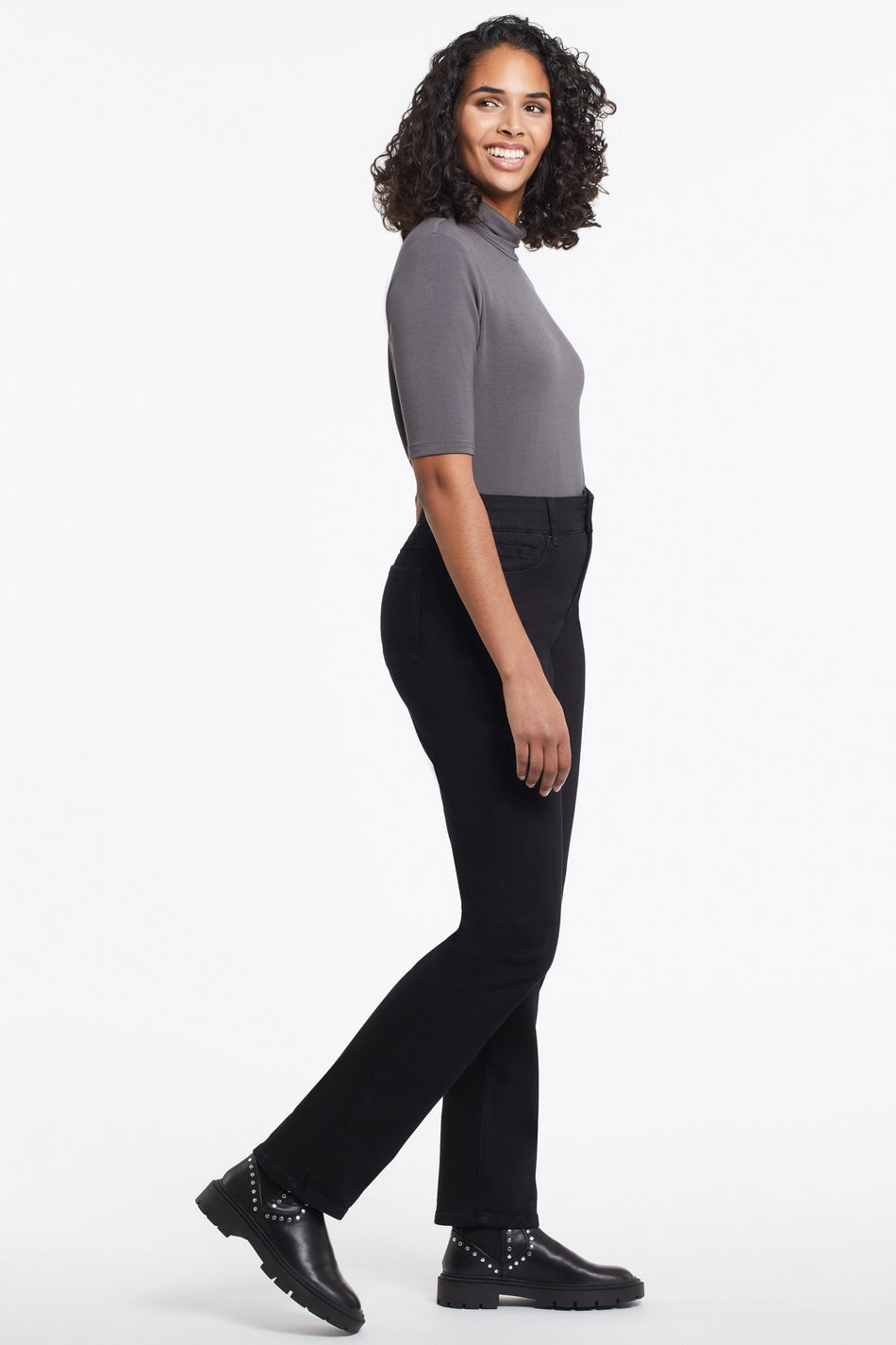 Tribal Sophia 5 Pocket Curvy Straight Petite Jeans - Black*