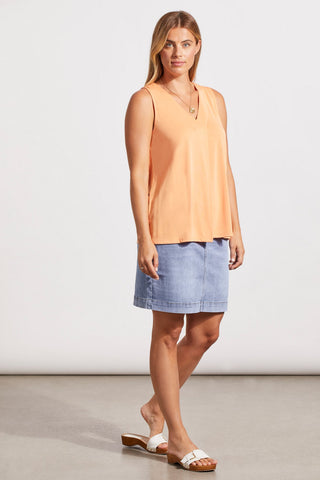 alt view 1 - PLEATED SLEEVELESS MODAL TOP-Copper tan