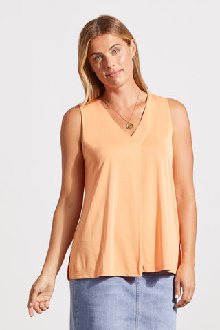 alt view 2 - PLEATED SLEEVELESS MODAL TOP-Copper tan