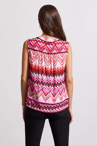 alt view 4 - PRINTED BLOUSE WITH EMBROIDERED POM POM HEM-Plum