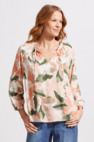 alt view 1 - PRINTED CHALLIS BLOUSE WITH TIES-Mutedclay