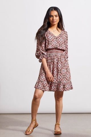 alt view 2 - PRINTED CHALLIS DRESS WITH EMBROIDERED SMOCKING-Pinkdust